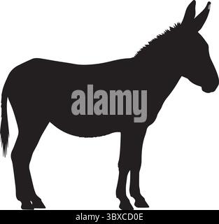 Donkey Silhouette Isolated on White Background Stock Vector