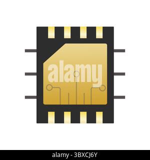 Esim icon wireless cyberspace line chip. Circuit card for device. Minimal sim card, electronic. Esim card. Vector illustration Stock Vector