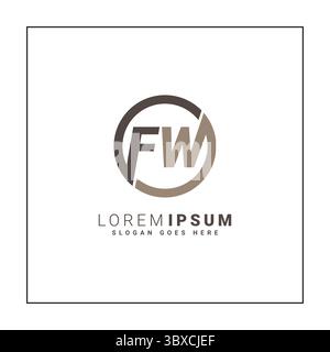 Creative Logo for Initials FW in Monogram Style - Vector Template for Initial Letter F and W Stock Vector