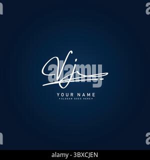 Initial Signature Logo for Letter VJ - Vector Logo Template in Handwritten Signature Style Stock Vector