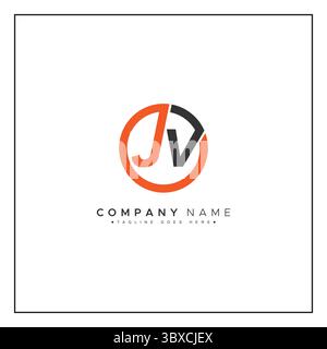 Abstract Letter JV Logo - Initial Monogram Template for Alphabet J and V Stock Vector