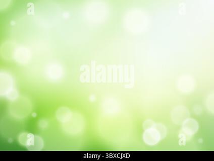 dreamy green background with soft bokeh lights and glowing foliage captured in daylight. Ideal for spring promotions, nature themes, or wellness desig Stock Vector