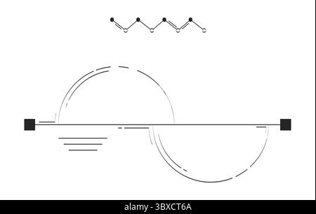 Semi-circle graph with line chart doodle linear object Stock Vector