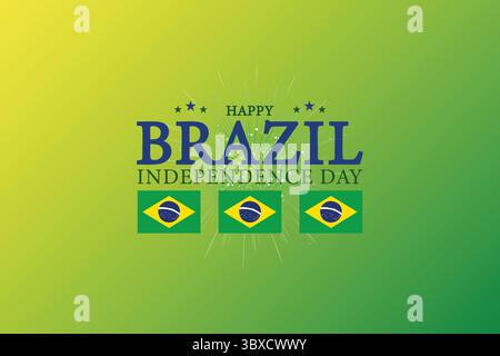 Bright Brazil Independence Day Poster with Sparkle Accents and Bold Typography Stock Vector
