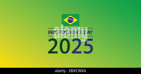 Minimal Brazil Independence Day Poster with Flag and 2025 Stock Vector