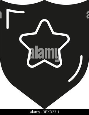Shield With Star Solid Icon. Security, Protection, And Authority Representation Silhouette Symbol. Safety And Defense Concept. Isolated Vector Stock Vector