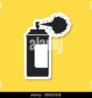 Spray can sticker icon in flat style. Aerosol bottle vector illustration on isolated background. Gas container sign business concept. Stock Vector