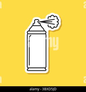Spray can sticker icon in flat style. Aerosol bottle vector illustration on isolated background. Gas container sign business concept. Stock Vector