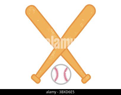 Vector sport icon for baseball with cross bats and ball. Vintage vector emblem for baseball. Stock Vector