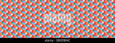 horizontal seamless colorful multi color geometric pattern for design and background. Stock Vector