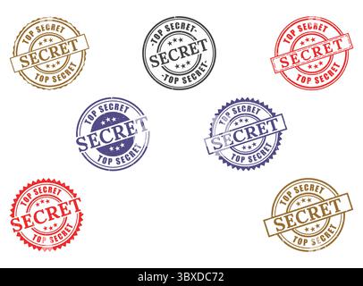 A Top Secret Rubber Stamp Collection, Classified Information Seal Vector Set Stock Vector