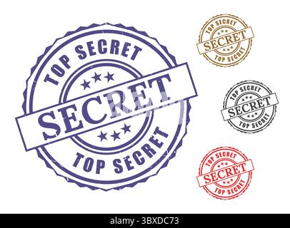 A Top Secret Seal Set, Grunge Style Classified File Vector Icons Stock Vector