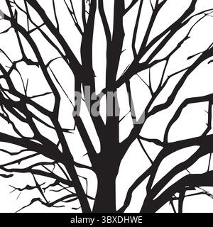 A tree roots silhouette vector art illustration with white background Stock Vector
