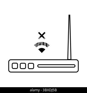 Router device illustration. No Wi Fi signal. Disconnected network symbol. Vector technology concept.  Stock Vector