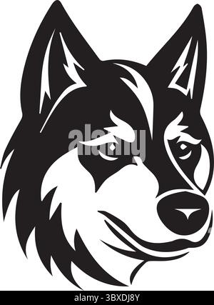 A wolf logo design silhouette vector art illustration with white background Stock Vector