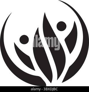 A leaf logo for a landscape company silhouette vector art illustration with white background Stock Vector