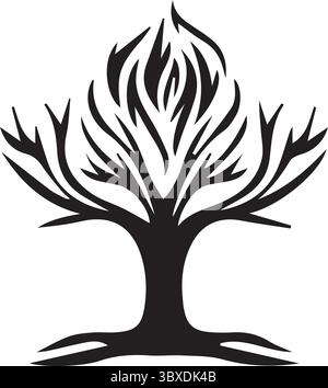 A tree or a roots silhouette vector art illustration with white background Stock Vector