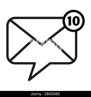 Message icon ten. New email notification. Speech bubble symbol. Vector communication graphic. Stock Vector