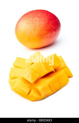 Peruvian Kent mango isolated on a white studio background. Stock Photo