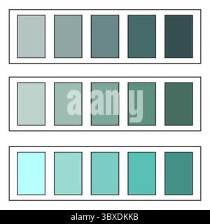 Teal color palette. Aqua marine tones. Green blue hues. Vector gradient spectrum. Stock Vector