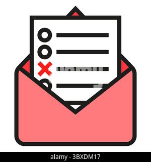 Rejected mail icon. Error letter symbol. Failed message Vector. Red cross document. Stock Vector