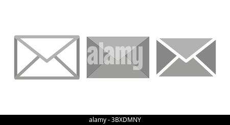 Mail envelope icons. Different styles display. Communication symbol Vector. Message graphic set. Stock Vector