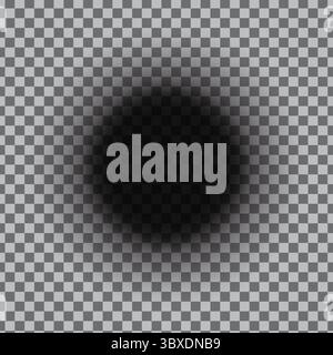 Subtle shadow circle. Soft radial blur. Transparent grid Vector. Dark vignette shading. Stock Vector
