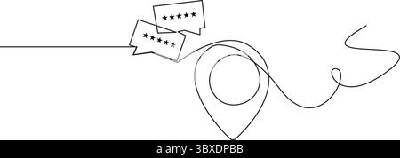 Single Line Map and Message Icon, One-Line Design Linking Location and Communication in a Minimal Style, Vector Illustration Stock Vector