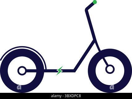 Blue Electric scooter Icon with Mini Power Symbol, Minimal style. Ideal for transport, urban mobility, eco-friendly, Vector Illustration Stock Vector