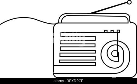 Single line radio icon outline isolated on a transparent background. best for poster design icon sign vector sketch freehand outline hand drawn pictur Stock Vector