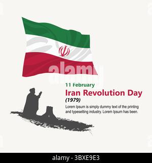 11 February Iran Revolution Day 1979, Freedom Iran post banner illustration on vector-based drawing Vol 01 Stock Vector