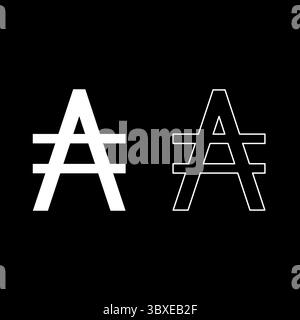 Austral symbol sign set icon white color vector illustration image simple solid fill outline contour line thin flat style Stock Vector