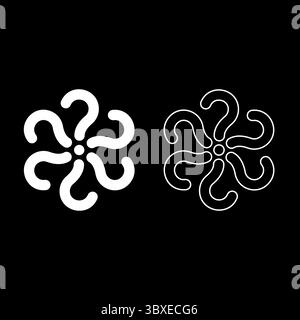 Signs of questions Sign question set icon white color vector illustration image simple solid fill outline contour line thin flat style Stock Vector