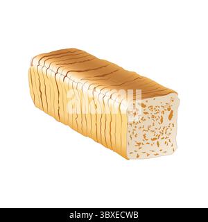 A Loaf of Fresh Bread with Sliced Pieces illustration on white background vol 01 Stock Vector