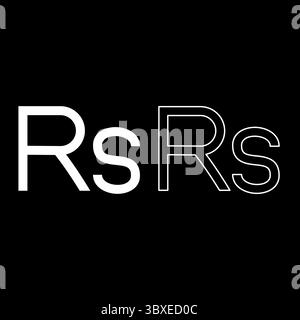 Rupee sign currency symbol money Rs set icon white color vector illustration image simple solid fill outline contour line thin flat style Stock Vector