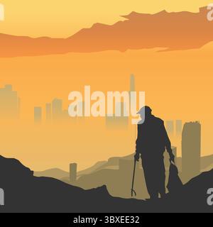 air pollution, water pollution, plastic pollution, pollution Illustration vector-based drawing Stock Vector