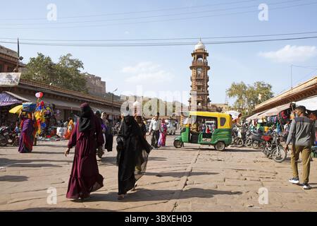 Ghanta Ghar clock tower in Sandar Market Girdikot, old town of Jodhpur, Rajasthan, India Stock Photo
