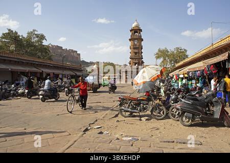 Ghanta Ghar clock tower in Sandar Market Girdikot, old town of Jodhpur, Rajasthan, India Stock Photo