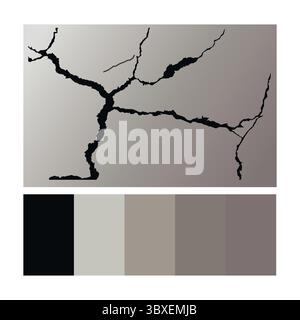 Asphalt Road Cracked and Broken from Earthquake. on white background vol 04 Stock Vector