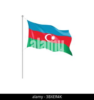 Azerbaijan Country Wavy Flag hand drawing illustration Vol 01 Stock Vector