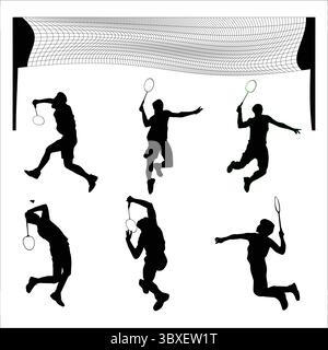 badminton silhouette Shapes Drawing Vol 2 Stock Vector