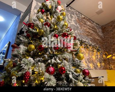 The beautiful Christmas tree in the office. Stock Photo