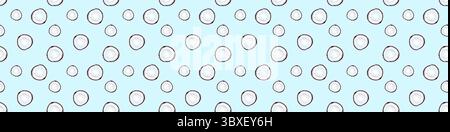 Big banner with seamless pattern of half coconuts isolated on blue background Stock Photo