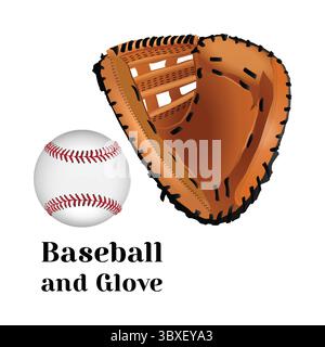 Baseball and glove Illustration on white background Stock Vector