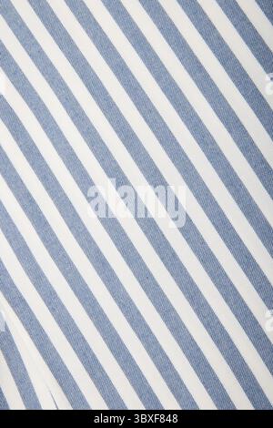 White and blue striped fabric texture with copy space Stock Photo