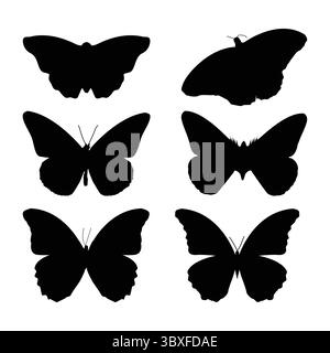 Butterfly black silhouette illustration vector-based drawing Vol 01 Stock Vector
