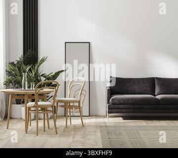 Modern living room interior, home interior, scandinavian style, 3d rendering Stock Photo