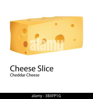 Cheese Slice Cheddar Cheese Illustration vector-based drawing on white background Vol 02 Stock Vector