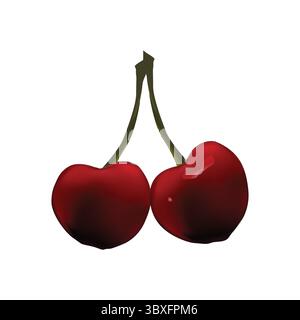Cherry illustration vector-based drawing on white background Stock Vector