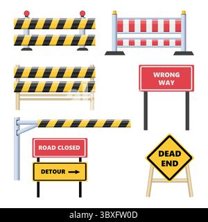 Closed Roadblocks striped, red obstacles wrong Vol 02 Stock Vector